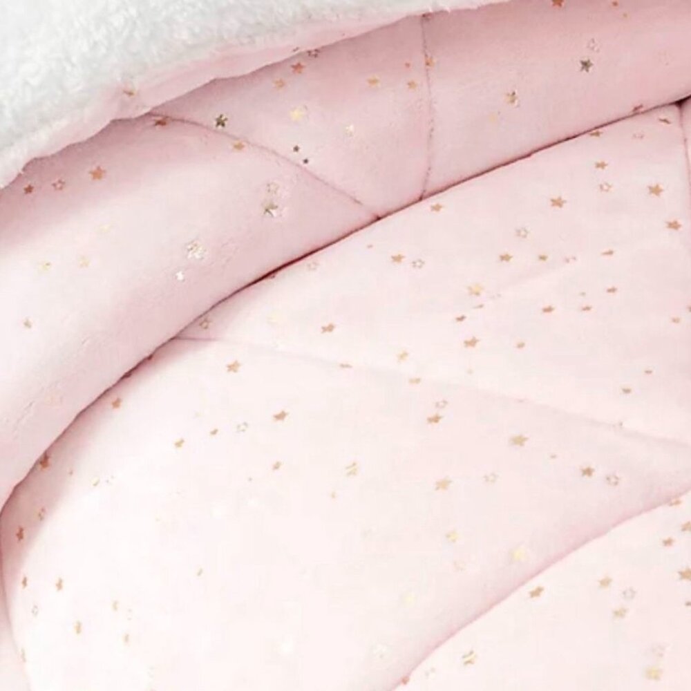 UGG Maisie Full/ Queen Size Blanket Comforter Pink W/ Gold Stars & White Sherpa
